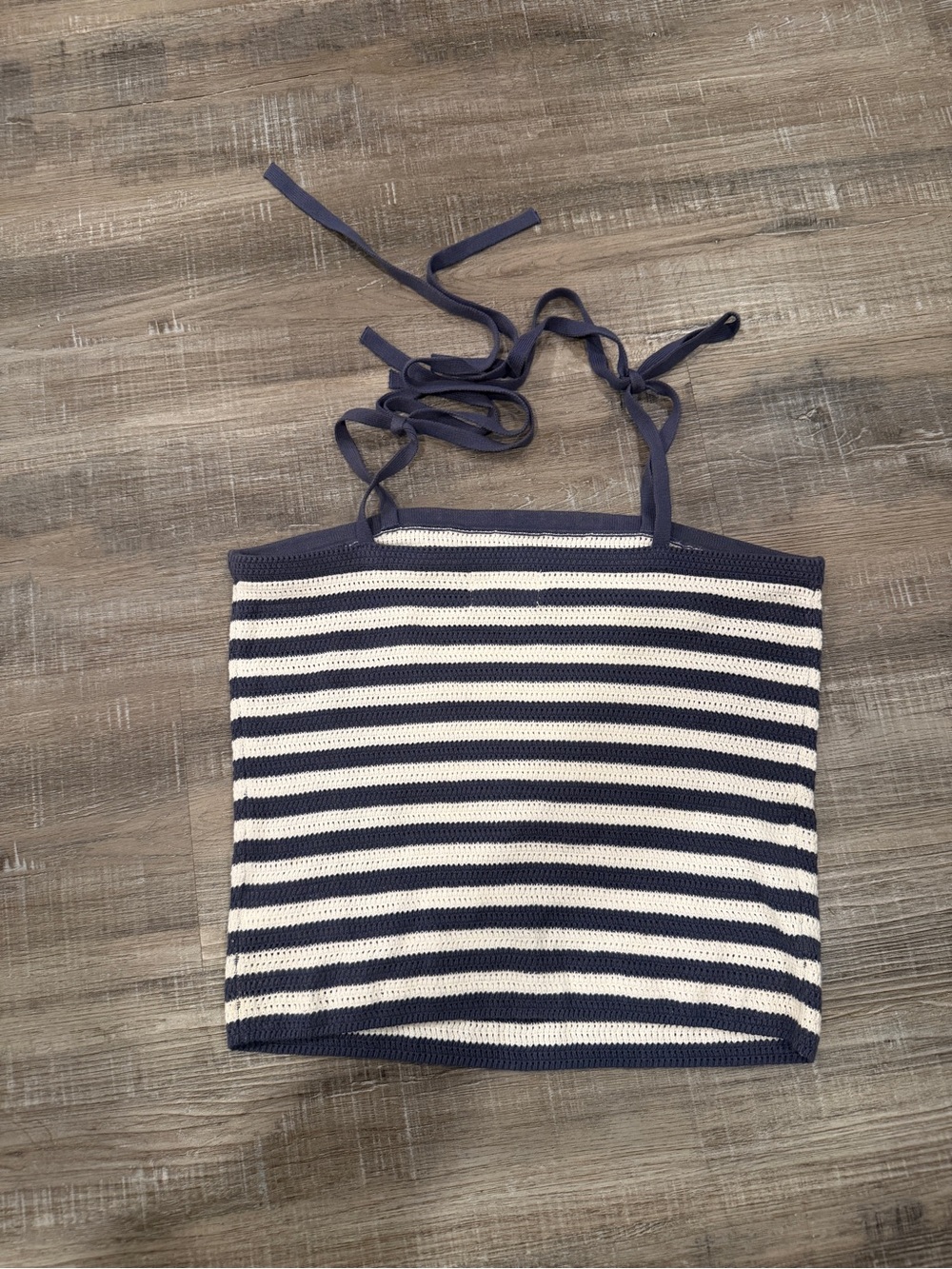 Universal Thread Navy and White Striped Cropped Knit Camisole